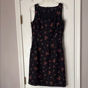 Ann Taylor Black Silk Dress with Floral Print